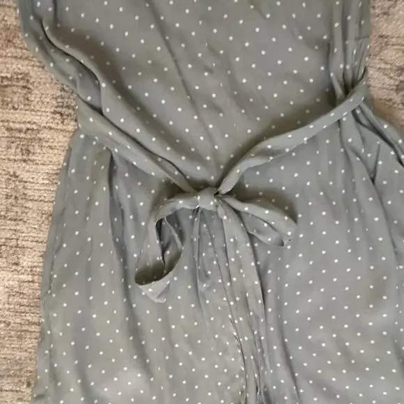 Sage Green Polka Dot Midi Dress Puff Sleeve Romantic Cottagecore Coquet - 6 - Picture 7 of 8